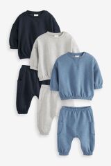 Next Baby % 100 Pamuklu Mavi Gri Lacivert Jogger Set