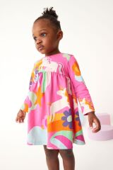 Next Baby % 100 Pamuklu Pembe Unicorn Elbise