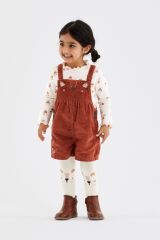 Next Baby % 100 Pamuklu Kızıl Kahve Kadife Salopet Body Zıbın Kilotlu Çorap Set