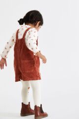 Next Baby % 100 Pamuklu Kızıl Kahve Kadife Salopet Body Zıbın Kilotlu Çorap Set