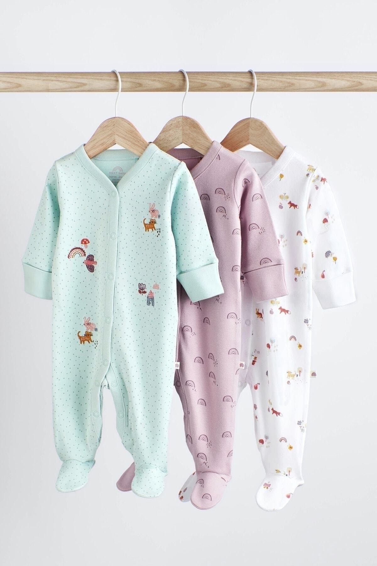 Next Baby % 100 Pamuklu Mint Green 3’lü Tulum Set