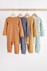 Next Baby % 100 Pamuklu Neutral Star 4’lü Tulum Set