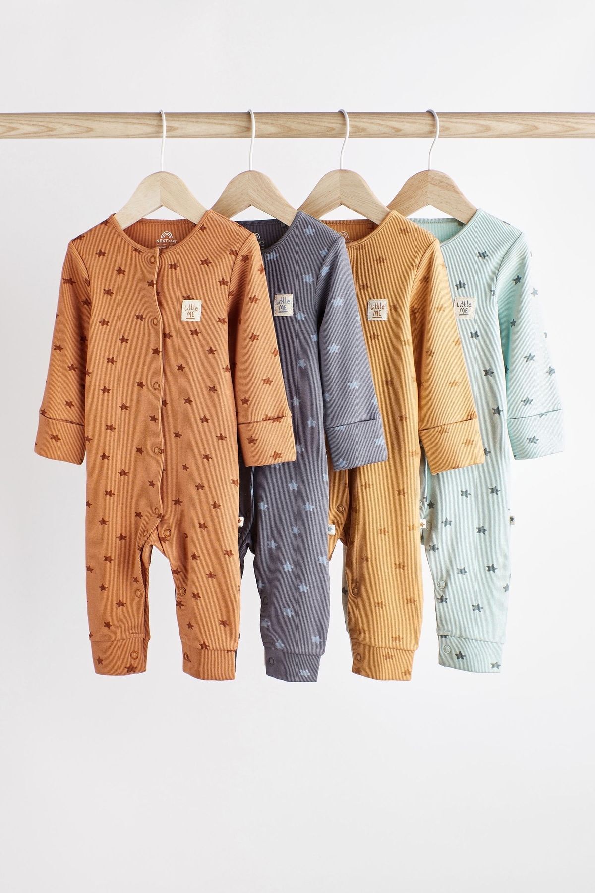 Next Baby % 100 Pamuklu Neutral Star 4’lü Tulum Set