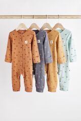 Next Baby % 100 Pamuklu Neutral Star 4’lü Tulum Set