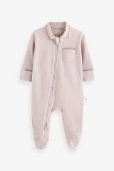 Next Baby % 100 Pamuklu Mavi / Krem Polo Yaka 2’li Tulum Set