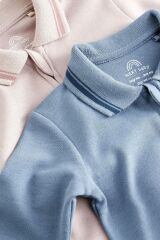 Next Baby % 100 Pamuklu Mavi / Krem Polo Yaka 2’li Tulum Set