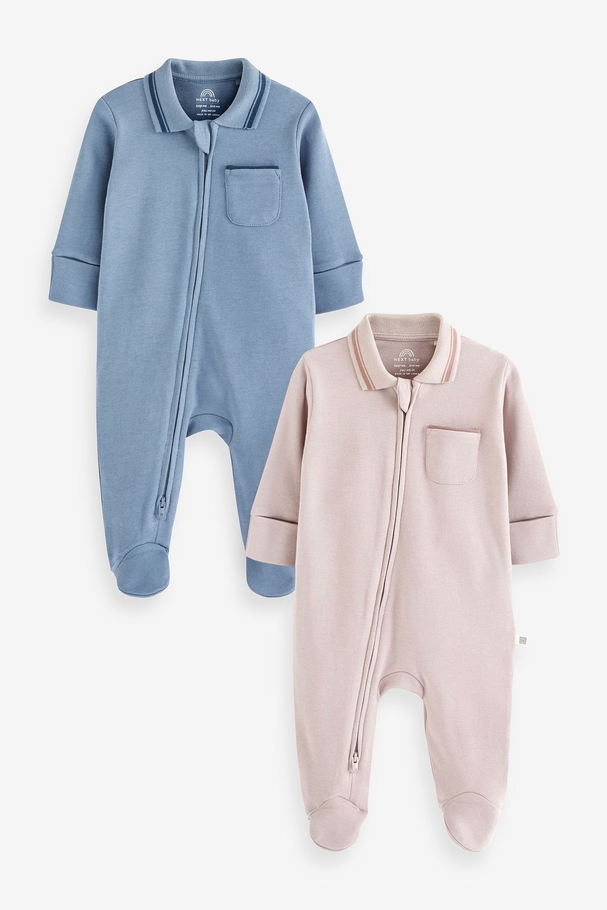 Next Baby % 100 Pamuklu Mavi / Krem Polo Yaka 2’li Tulum Set