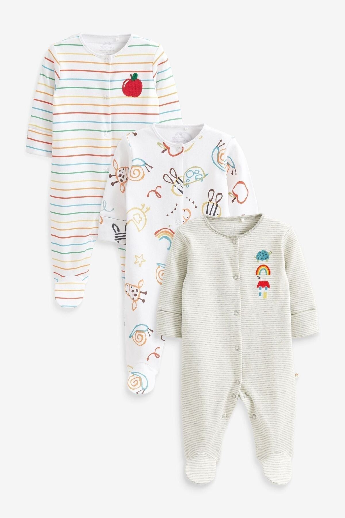 Next Baby Gri Pamuklu Bebek Pijama 3'lü Paket