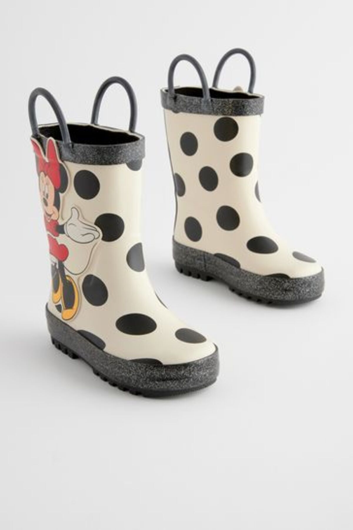 Next Baby Siyah Beyaz - Minnie Mouse Desenli Su Geçirmaz Yağmur Botu / Çizme