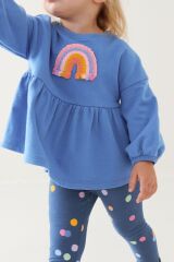 Next Baby Lacivert Gökkuşağı Desenli Alt Üst Takım