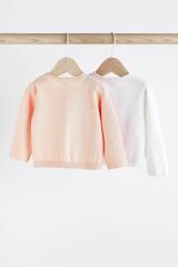 Next Baby % 100 Pamuklu Pembe Beyaz Örme Hırka 2’li Set