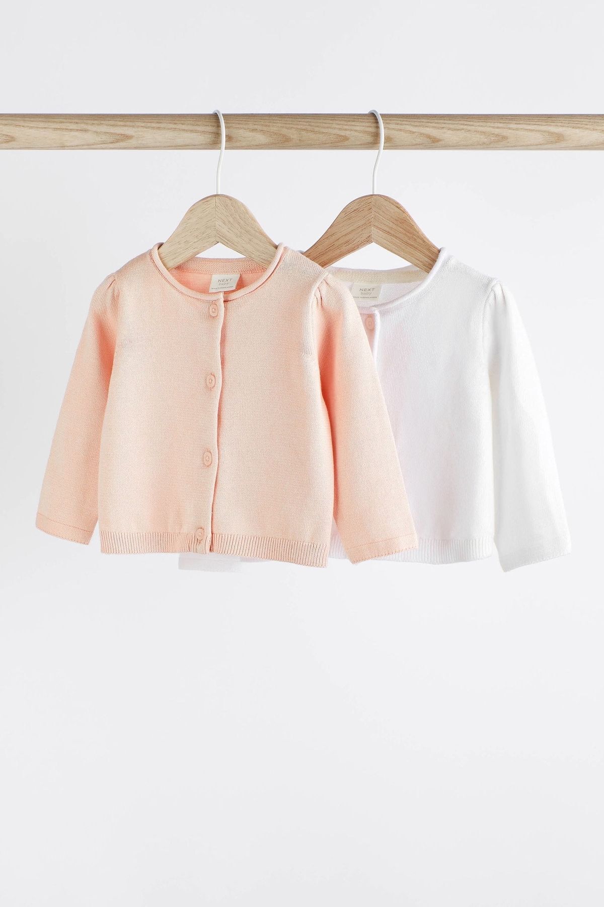 Next Baby % 100 Pamuklu Pembe Beyaz Örme Hırka 2’li Set
