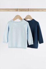 Next Baby % 100 Pamuklu Mavi Lacivert Örgü Hırka 2’li Set