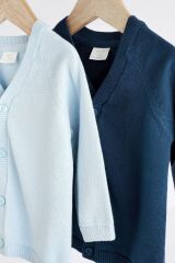 Next Baby % 100 Pamuklu Mavi Lacivert Örgü Hırka 2’li Set