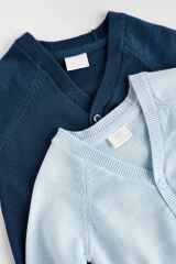 Next Baby % 100 Pamuklu Mavi Lacivert Örgü Hırka 2’li Set