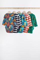 Next Baby % 100 Pamuklu Mavi Dinazor Desenli 5’li Body Zıbın Set