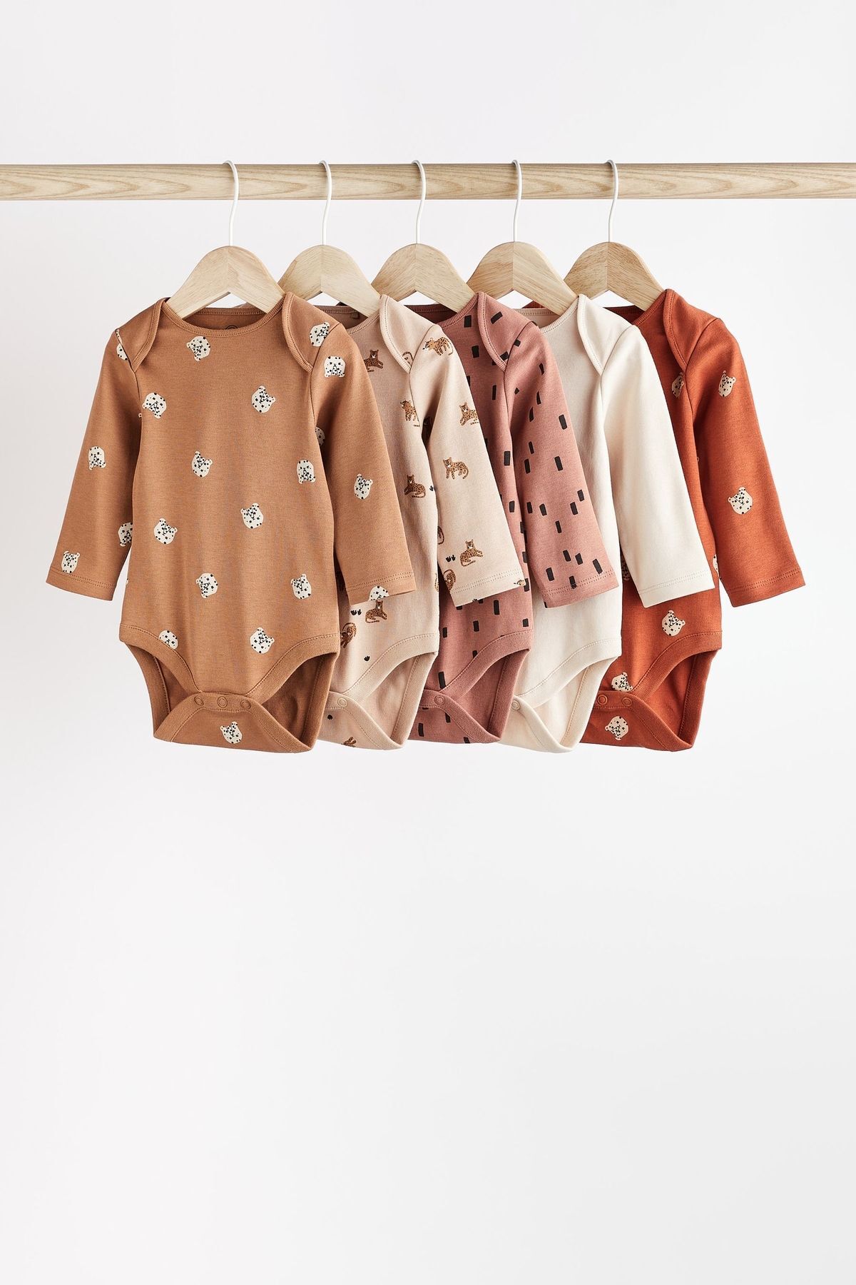 Next Baby % 100 Pamuklu Kahverengi Hayvan Desenli 5’li Body Zıbın Set