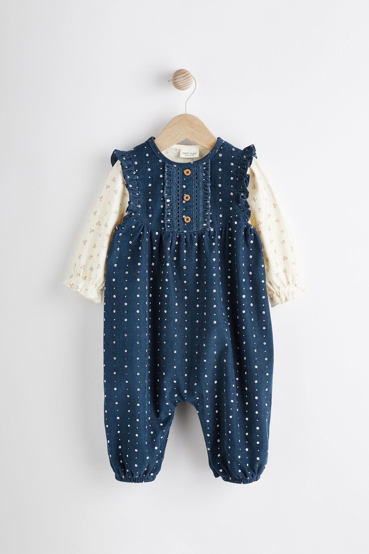Next Baby Lacivert Çiçekli Salopet Body Zıbın Set