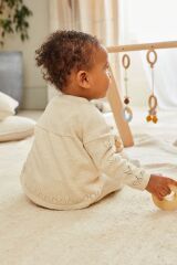 Next Baby Pamuklu Krem Çiçek Detaylı Örme Hırka Tayt Alt Üst Takım