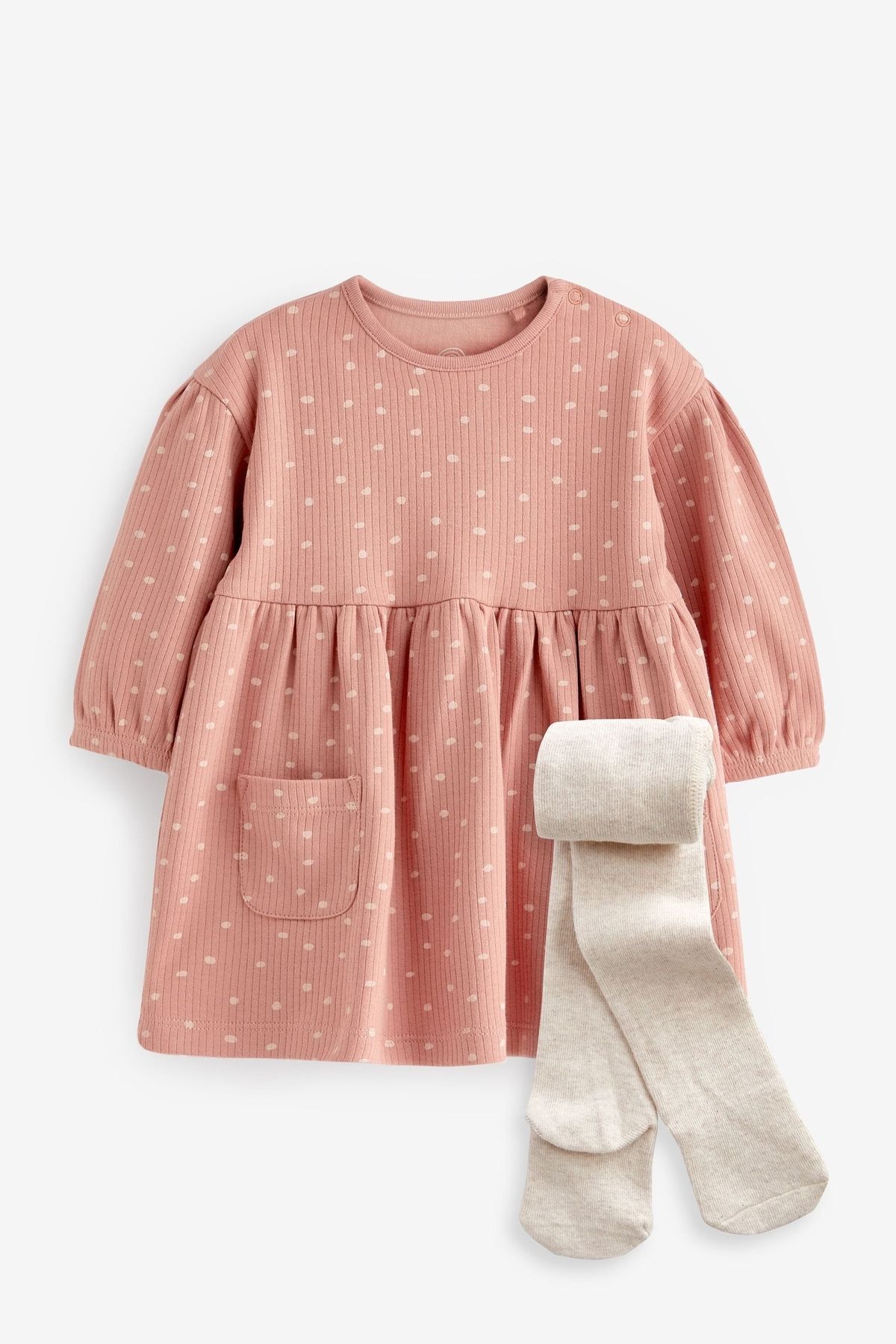 Next Baby % 100 Pamuklu Rust Bown Elbise Kilotlu Çorap Set