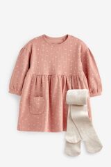 Next Baby % 100 Pamuklu Rust Bown Elbise Kilotlu Çorap Set