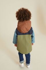 Next Baby Khaki Green Colorblock Suya Dayanıklı Tam Borg Astarlı Mont