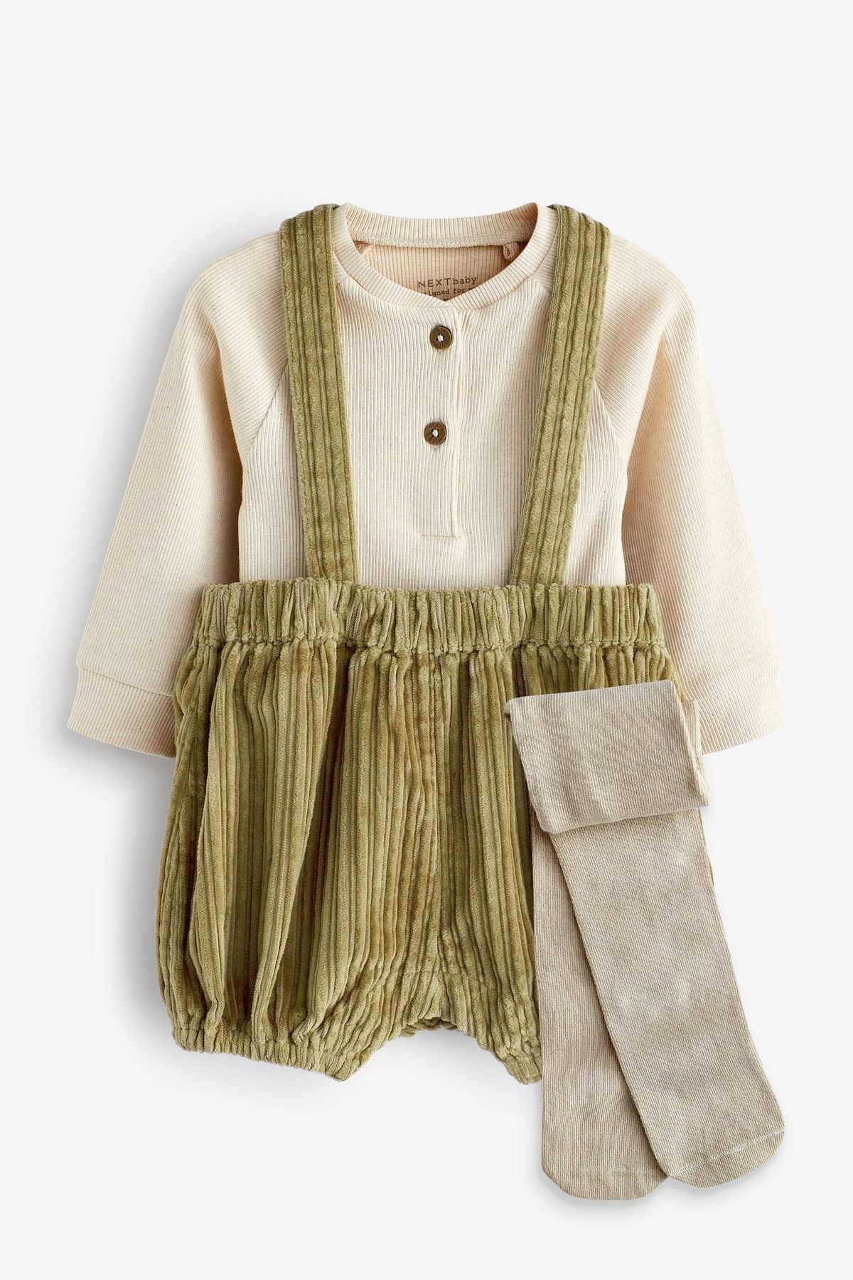 Next Baby % 100 Pamuklu Green Voven Salopet Çorap Set