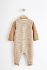 Next Baby % 100 Pamuklu Tan Brown Triko Tulum