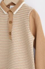 Next Baby % 100 Pamuklu Tan Brown Triko Tulum