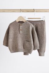 Next Baby % 100 Pamuklu Mink Brown Waffle Triko Alt Üst Takım