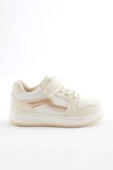 Next Baby Krem Şerit Detaylı Bantlı Unisex Çocuk Spor Ayakkabı