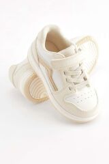 Next Baby Krem Şerit Detaylı Bantlı Unisex Çocuk Spor Ayakkabı