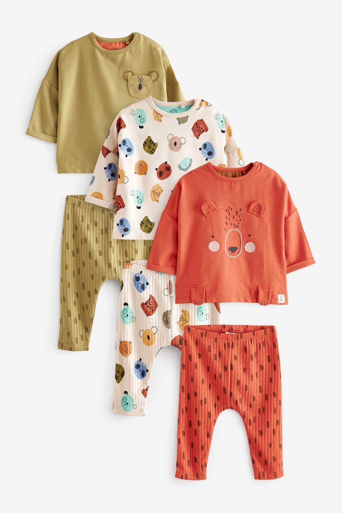 Next Baby % 100 Pamuklu Rust Brown Hayvan Desenli 3’lü Alt Üst Takım