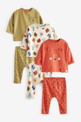 Next Baby % 100 Pamuklu Rust Brown Hayvan Desenli 3’lü Alt Üst Takım