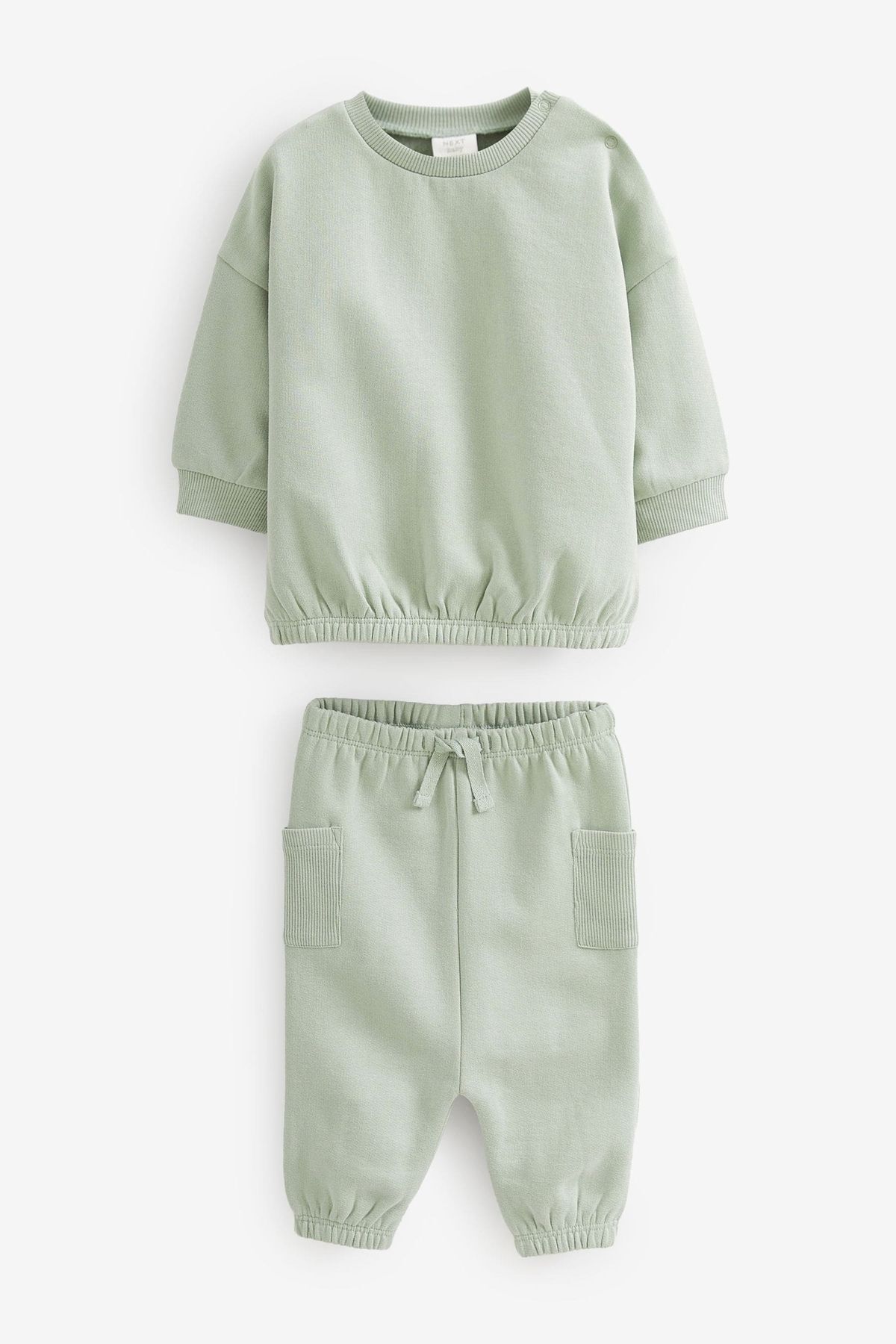 Next Baby % 100 Pamuklu Sage Green Sweatshirt Jogger Alt Üst Takım