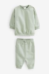 Next Baby % 100 Pamuklu Sage Green Sweatshirt Jogger Alt Üst Takım
