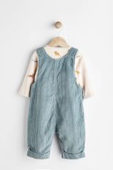 Next Baby % 100 Pamuklu Teal Blue Kadife Salopet Body Zıbın Set