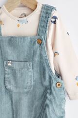 Next Baby % 100 Pamuklu Teal Blue Kadife Salopet Body Zıbın Set