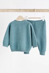 Next Baby % 100 Pamuklu Mavi Triko Waffle Alt Üst Takım