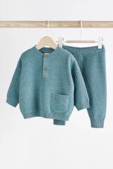 Next Baby % 100 Pamuklu Mavi Triko Waffle Alt Üst Takım
