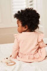 Next Baby % 100 Pamuklu Boz Ayı Desenli Akt Üst Takım Krem - 6-9 AY - Kadın / Kız