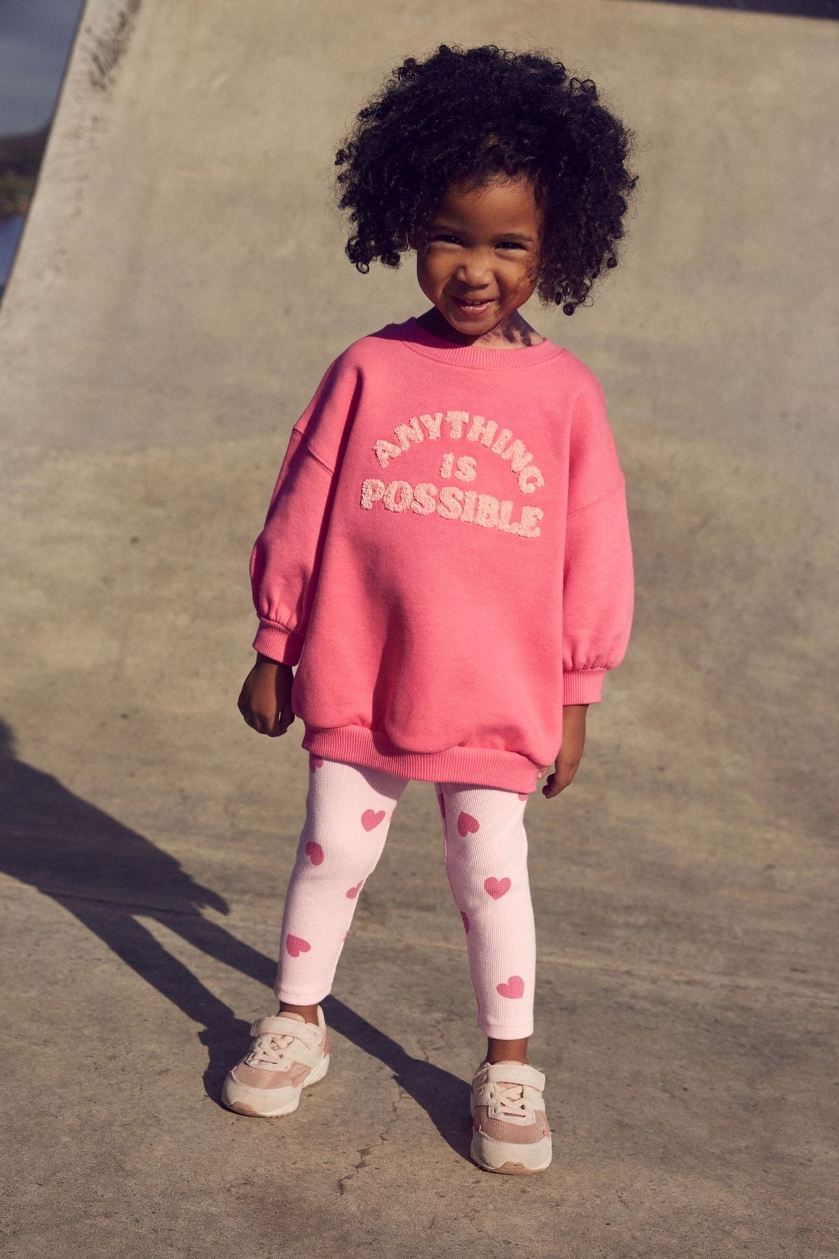 Next Baby Pamuklu Pembe Baskılı Sweatshirt Tayt Alt Üst Takım