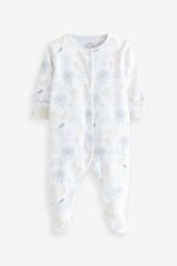 Next Baby % 100 Pamuklu Beyaz Hayvan Desenli 3’lü Tulum Set