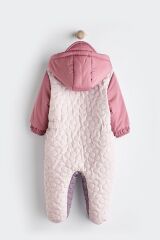 Next Baby Lila Mor Renk Bloklu Polar Astarlı Kapitone Astronot Tulum
