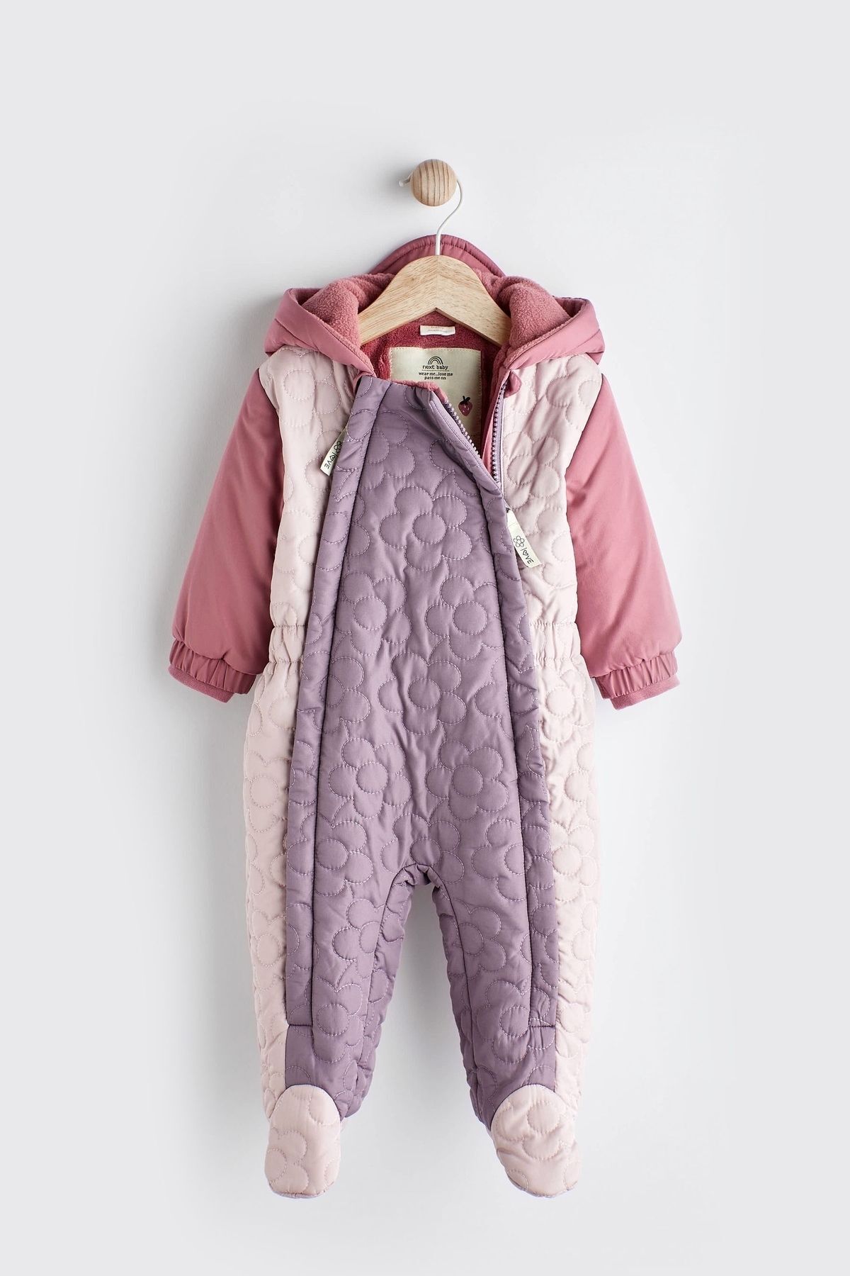 Next Baby Lila Mor Renk Bloklu Polar Astarlı Kapitone Astronot Tulum