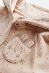 Next Baby Pamuklu Karamel Kahve Cep Detaylı Kapüşonlu Bebek Hırka / Ceket