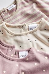 Next Baby % 100 Pamuklu Pembe Puantiye Şerit Desenli 3’lü Alt Üst Takım