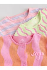 Next Baby %100 Pamuklu Pembe Baskılı 3'lü Tulum Set