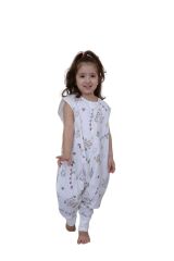 Naturtouch %100 Pamuklu Müslin  Kuzu Desenli Kısa Kollu Fermuarlı Uyku Tulumu çok renkli - 3-4 Yaş - Unisex