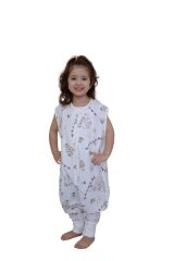Naturtouch %100 Pamuklu Müslin  Kuzu Desenli Kısa Kollu Fermuarlı Uyku Tulumu çok renkli - 3-4 Yaş - Unisex
